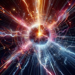 Obraz premium abstract amazing lightning strike, anime background.