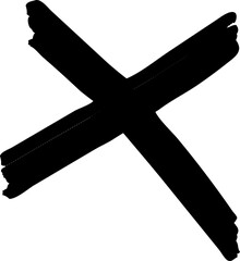 Hand drawn cross mark. Vector illustration.