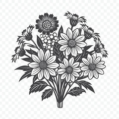Floral Bunch with Coreopsis Silhouette Vector Art for Beautiful Designs and Projects