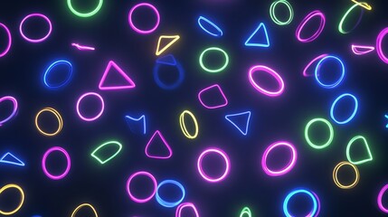 Neon Geometric Shapes Abstract Background