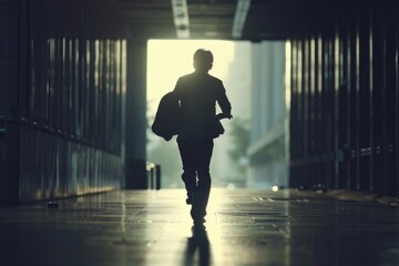 A dark and mysterious hallway with a single figure walking away from the camera, leaving the viewer wondering what's to come
