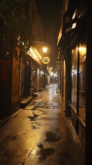 Rainy night in a narrow street