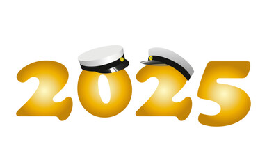 Graduation 2025 traditional Swedish "Studenten" caps, to celebrate the finish  from Gymnasium.  Vector Illustration