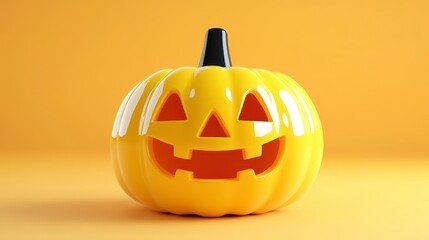 Carved pumpkin with a toothy grin and glowing eyes