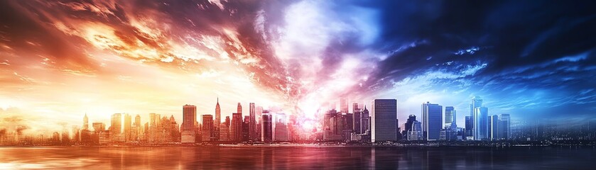 Obraz premium Cityscape with dramatic sky
