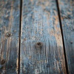 Obraz premium Weathered wooden planks displaying their intricate textures and patterns in faded blue hues and natural grain.