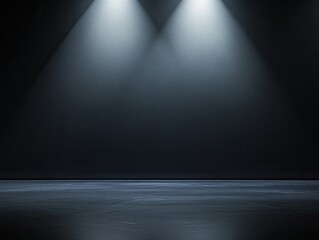 Obraz premium Dark Dramatic Lighting Minimalist Background, Spotlight Empty Space, Shadow and Light Contrast