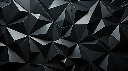 Fototapeta premium Dark Futuristic Surface with Tetrahedrons. Black, Polygonal