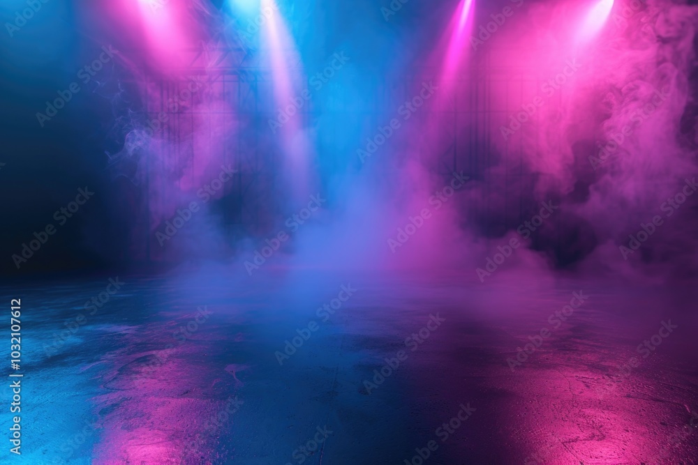 Poster a group of lights on a stage, suitable for use in theater productions or event coverage