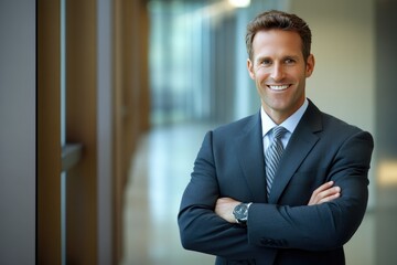 Fototapeta premium Confident Businessman Standing with Arms Crossed