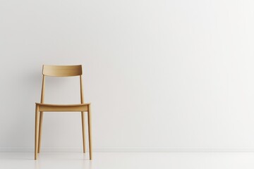 Minimalist Wooden Chair Against Plain Wall
