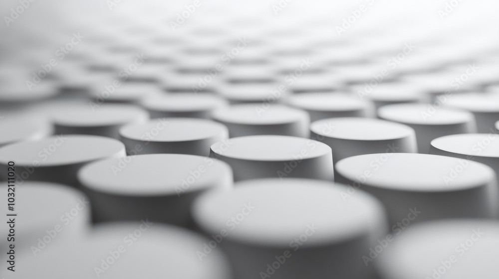Poster symmetrical arrangement of identical circles, a minimalist design showcasing uniform shapes in a bal