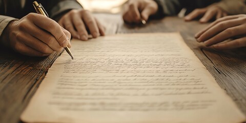 Naklejka premium Vintage Pen on Aged Document