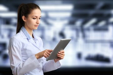 Young smart scientist do analysis in laboratory