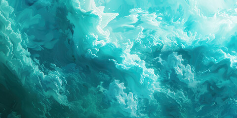 A vibrant turquoise hue fills an abstract painting, inspiring a sense of calm and serenity in patients.