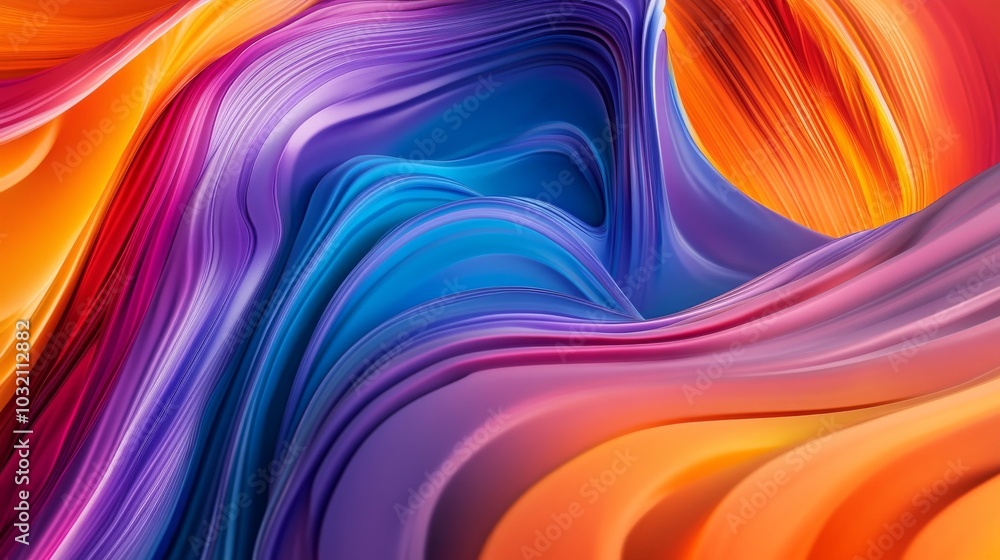 Poster this abstract background features colorful waves flowing in a seamless loop, creating a mesmerizing 