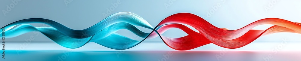 Poster this stunning image features colorful blue and red waves gracefully flowing together, creating a dyn