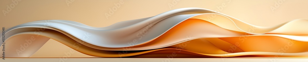 Poster this elegant image features flowing waves of fabric in soft tones, creating a tranquil and artistic 