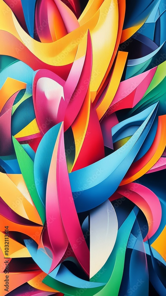 Poster vivid colors intertwining and overlapping, creating a sense of depth and movement. perfect for proje