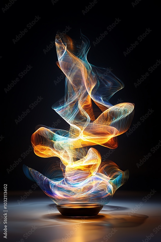 Aufkleber this captivating abstract artwork features swirling light waves in vibrant colors. the dynamic motio