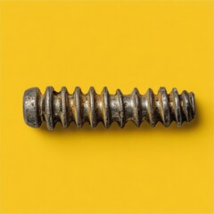 A close-up view of a single rusty screw