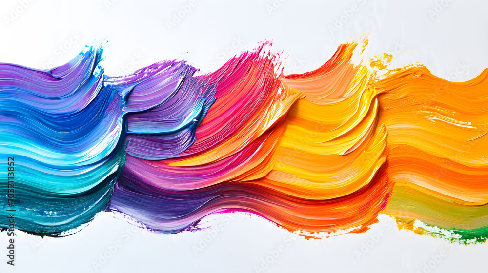 Aufkleber vibrant swirls of color on a clean canvas, dynamic brush strokes creating an energetic and lively at