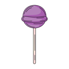 Lollipop on a stick. Traditional children sweet food. Vector flat simple element, color illustration. For logo, sticker, print, web design, scrapbooking