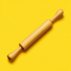 Fototapeta premium Wooden rolling pin with smooth handles isolated on a bright background