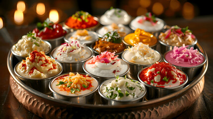 A platter of assorted shrikhand with various toppings
