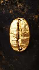 Naklejka premium Golden Coffee Bean Glimmering, a solitary coffee bean radiating warmth and richness, symbolizing quality and indulgence in every sip