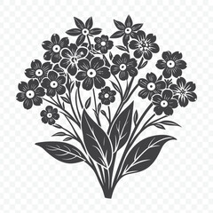 Floral Bunch with Forget Me Not Silhouette Vector for Creative Design and Illustration Use