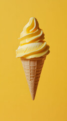 Minimalist Ice Cream Advertisement, simple design featuring ice cream on a plain background, vibrant colors highlighting product appeal