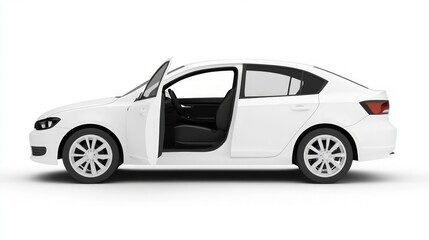 Isolated White Car Door on Clean Background, showcasing a sleek design, smooth surface, and minimalist aesthetic, ideal for automotive design presentations and marketing materials