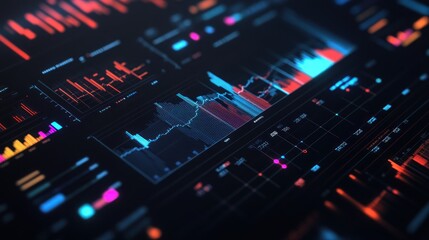 Obraz premium Abstract Data Visualization with Dynamic Lines and Graphs