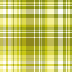Seamless pattern in magical green, light yellow and white colors for plaid, fabric, textile, clothes, tablecloth and other things. Vector image.