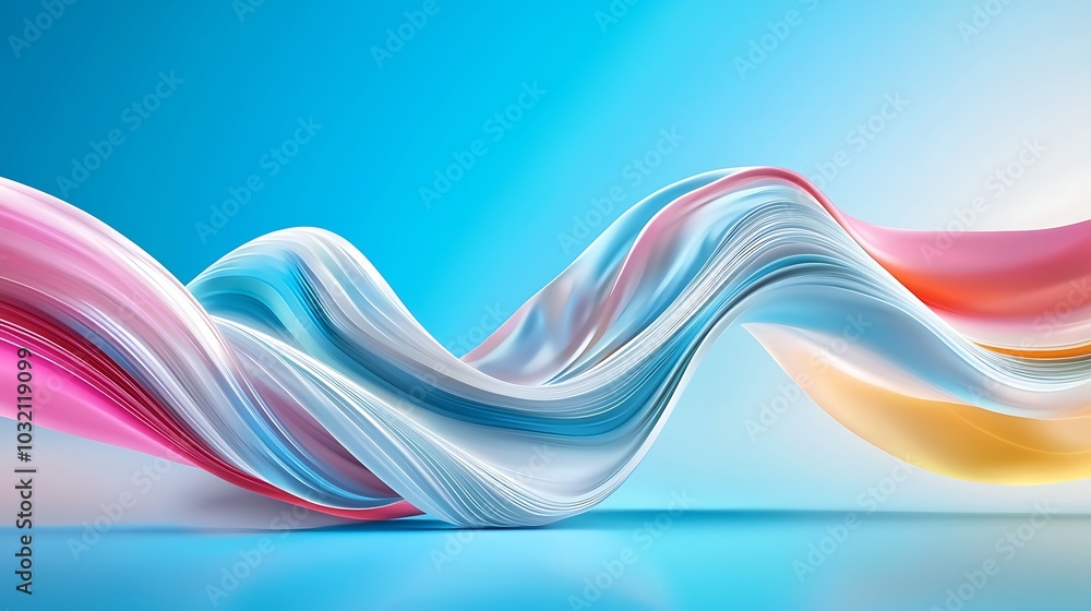 Poster vibrant and colorful waves of fabric flow gracefully against a bright backdrop, creating a dynamic a