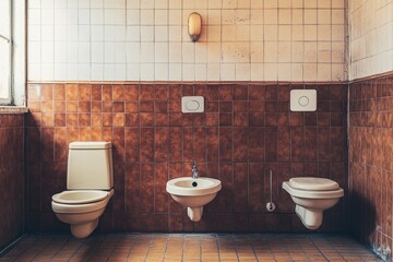 Two toilets sit adjacent in a bathroom, providing a functional and modern design