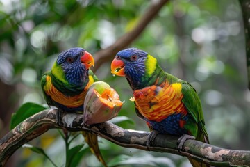 Naklejka premium red and yellow macaw