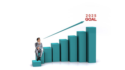 2025 Goal setting by Corporate Employee - Future target planning by Businessman concept with Empty & Copy Space