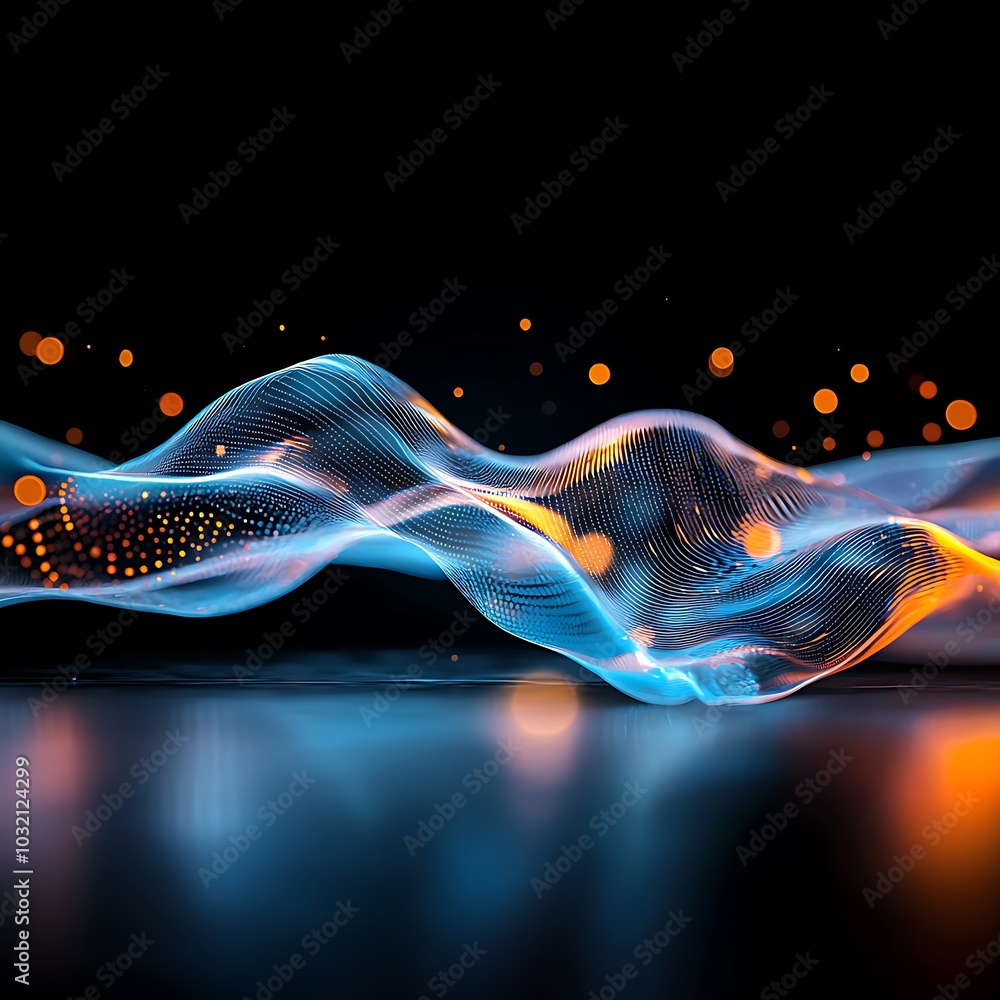 Poster vibrant abstract waves with colorful particles create a stunning visual effect. ideal for background