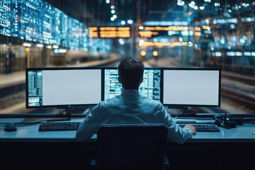 Railway coordinator monitoring train systems in a control center