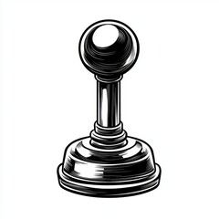 Vintage Black and White Ink Illustration of a Chess Pawn Piece