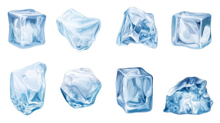 Obraz premium Ice cube icons isolation on transparent background