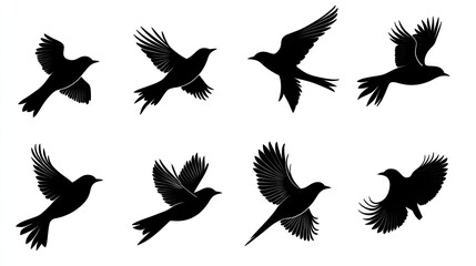 Elegant Silhouettes of Birds in Flight Graphics