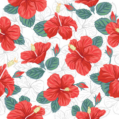 Vector seamless pattern Hibiscus for textile , wallpaper and on so.