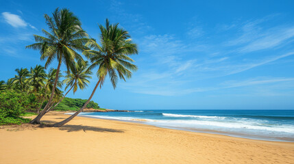 Obraz premium A serene sunrise at the beach paints the sky in vibrant hues of orange, pink, and gold.