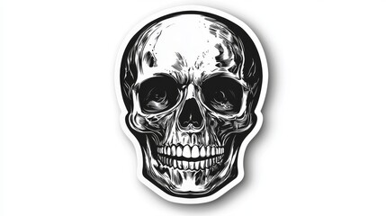 Intricate Black and White Skull Illustration Displaying Artistic Detail