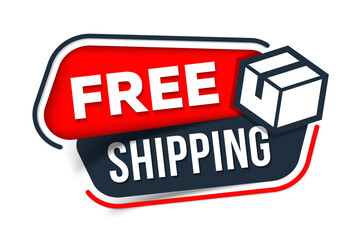 Free delivery shipping icon, home express deliver service label with box. Free shipping delivery badge for mail courier or parcel shipment cargodelivery service symbol. Delivery included sign.