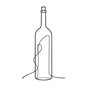 recommend clip art: Wine bottle outline design, minimalist style, with cork and flowing lines
                    