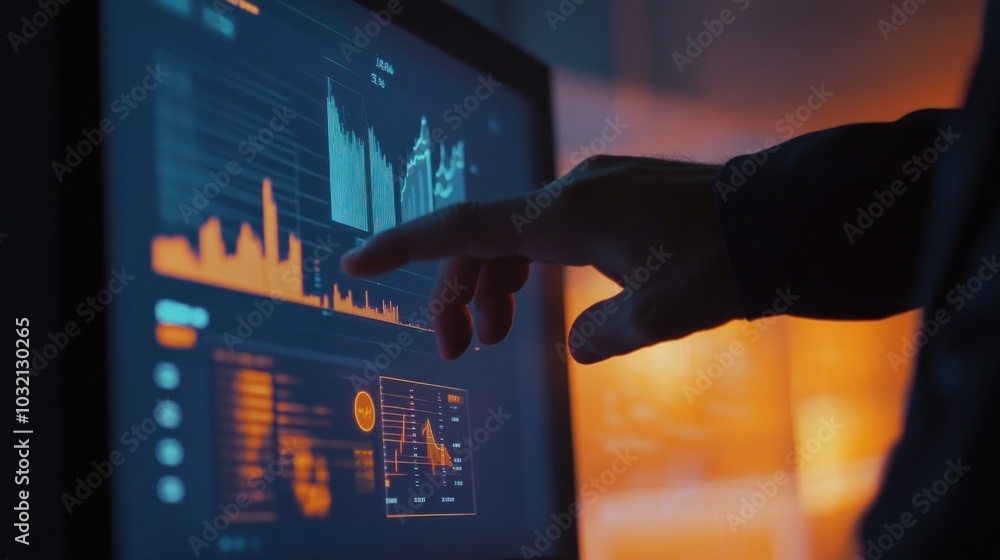 Aufkleber closeup of a hand interacting with a data visualization
